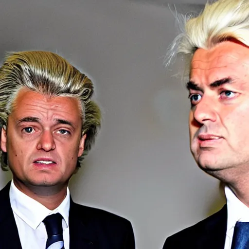 Image similar to geert wilders with static hair, hair raised up in spikes