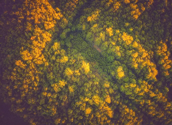 Image similar to symmetry!! a 2 8 mm macro tilt shift aerial view of a beautiful lush mountain range, photography, film, film grain, canon 5 0 mm, cinematic lighting, golden hour, hazy,