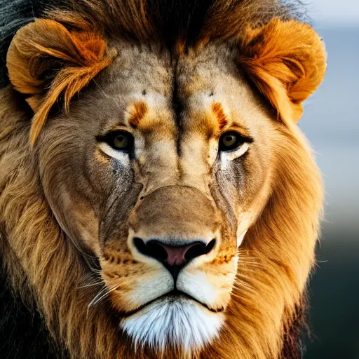 Image similar to dslr portrait still of a lion, 8 k, 8 5 mm f 1. 4