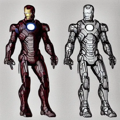 Image similar to Sketch breakdown of advanced iron man suit in leonardo da vinci style