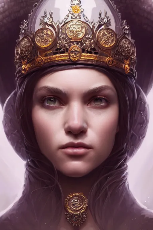 Image similar to highly detailed portrait of a minion, ornate crown, beautiful symmetrical face, glowing skin, digital painting, artstation, concept art, smooth, clear focus, illustration, greg rutkowski, artgerm, global lighting, detailed and fantasy