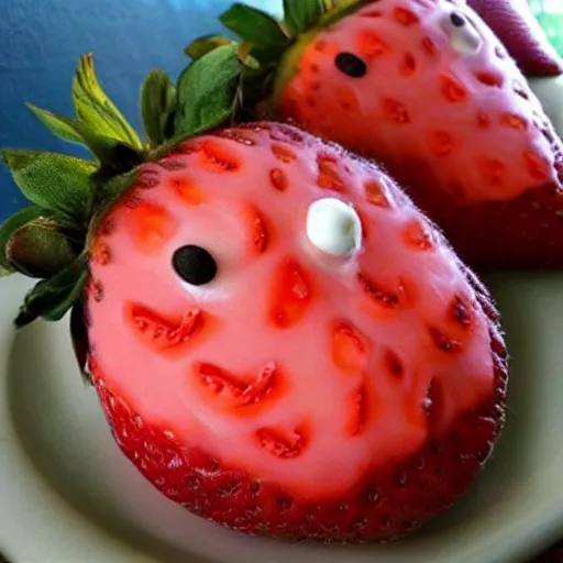 Prompt: horrifying strawberry abomination