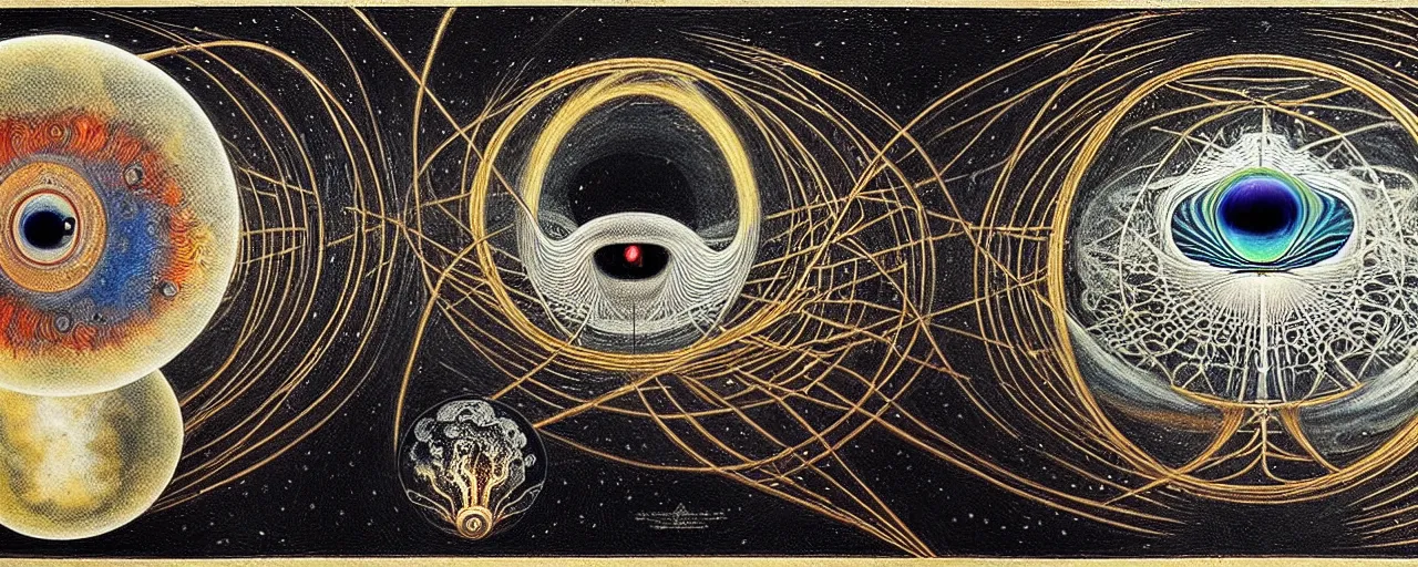 Image similar to a strange earth creature with endearing eyes radiates a unique canto'as above so below'while being ignited by the spirit of haeckel and robert fludd, breakthrough is iminent, glory be to the magic within, in honor of saturn, painted by ronny khalil