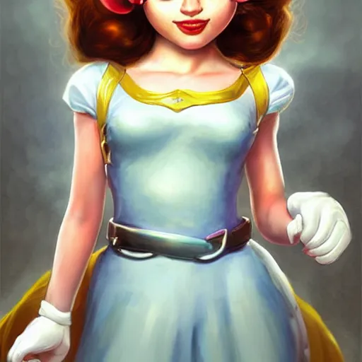 Prompt: cute princess daisy from super mario as realistic brunette human character art portrait, matte fantasy painting, deviantart artstation, by jason felix by steve argyle by tyler jacobson by peter mohrbacher, cinema c 9. 0