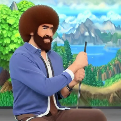 Image similar to Bob Ross character reveal for Super Smash bros ultimate