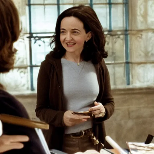 Prompt: Movie still of Sheryl Sandberg in Harry Potter