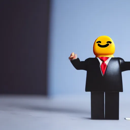 Image similar to businessman with an angry emoji for a head