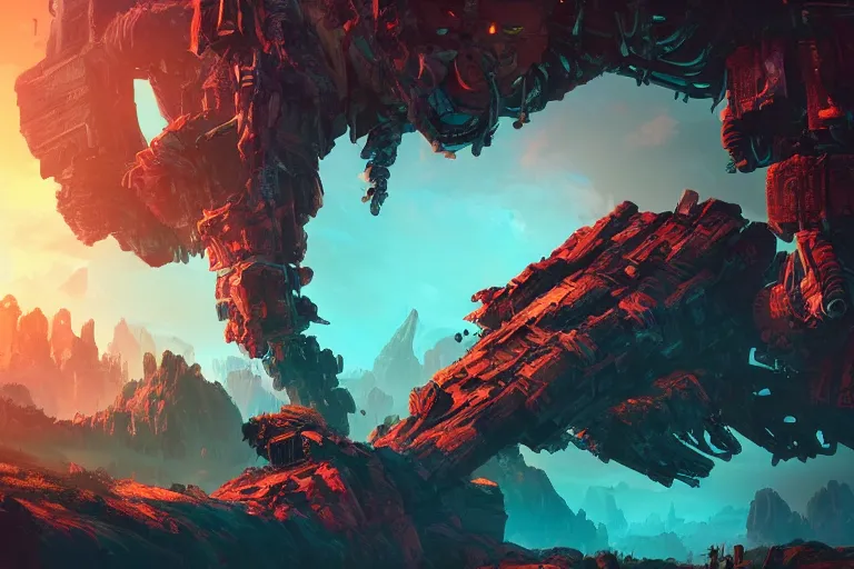 Image similar to tremortusk machine mecanical creature robot of horizon forbidden west horizon zero dawn bioluminiscence global illumination ray tracing hdr fanart arstation by ian pesty and alena aenami artworks in 4 k