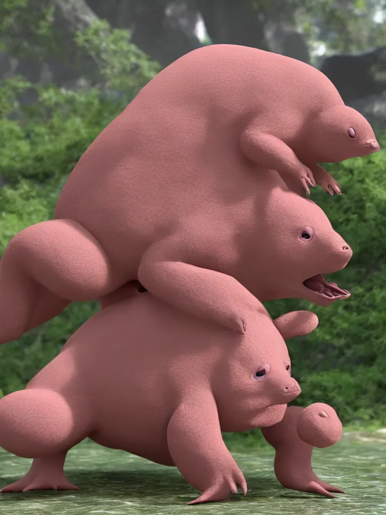 Prompt: slowpoke pokemon; highly detailed and realistic, rendered in unreal engine