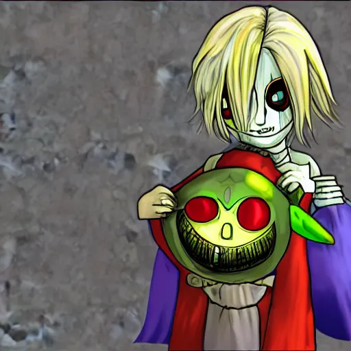 Image similar to ben drowned creepypasta ; majora's mask ; elegy of emptiness.