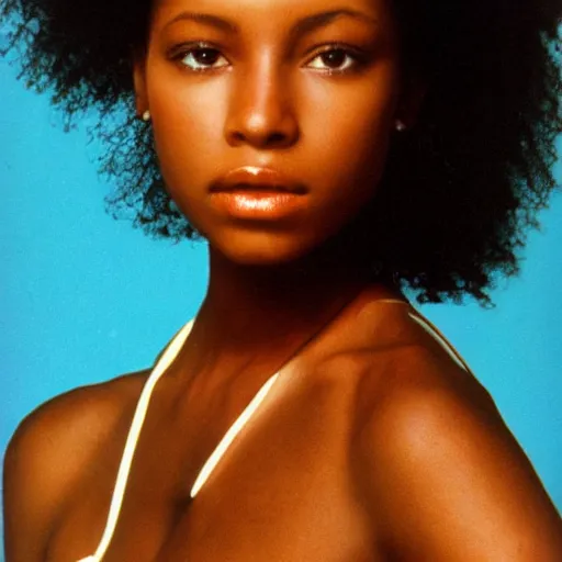 Image similar to photo of a beautiful 1 9 8 7 black young female model