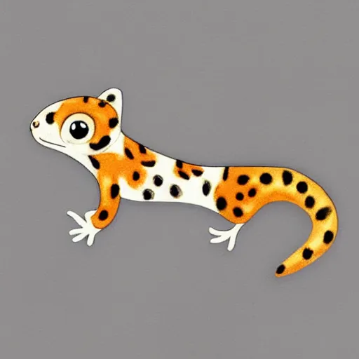 Prompt: A very beautiful sticker art of a leopard gecko cat, fluffy, friendly, soft colors, watercolor, cute, white background, high quality, smooth lines, trending on ArtStation, anime, Instagram