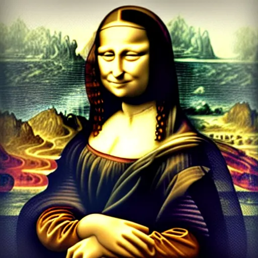 Prompt: Mona Lisa trying the instabrow trend