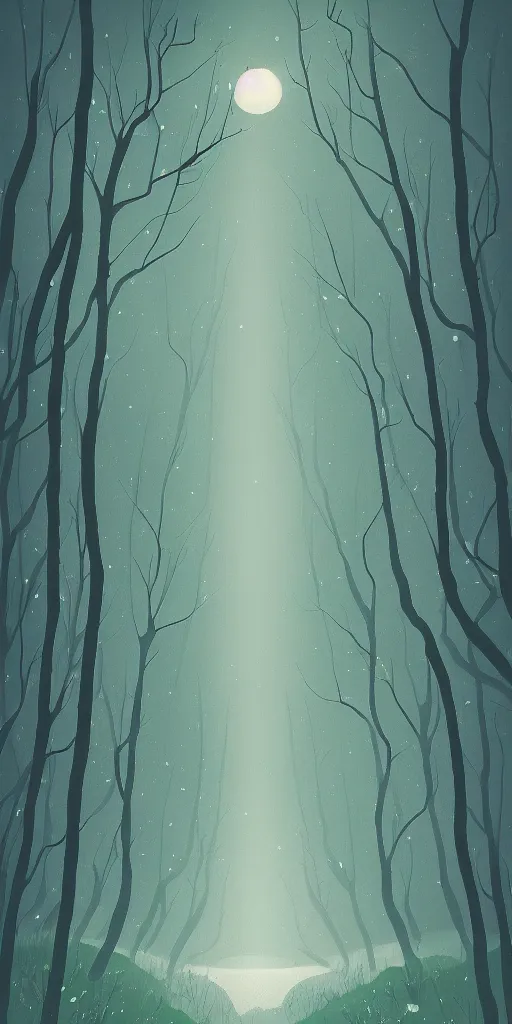 Prompt: a minimalist picture of a beautiful and magical forest landscape, by petros afshar
