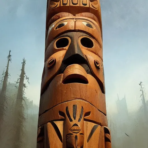 Image similar to a mask that looks like a totem pole by genndy tatakovsky and greg rutkowski