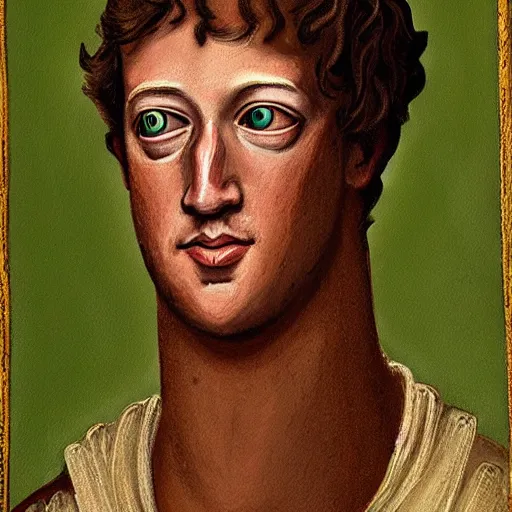 Prompt: Medieval painting of Mark Zuckerberg. Dramatic. High resolution. Highly detailed. Art station. 8k