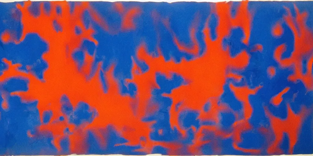 Prompt: Yves Klein Fire Painting