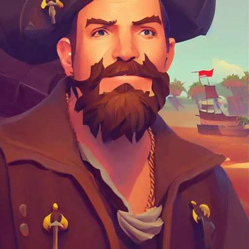 Image similar to painting jack the pirate on sea of thieves game avatar hero smooth face median photoshop filter cutout vector behance hd by jesper ejsing, by rhads, makoto shinkai and lois van baarle, ilya kuvshinov, rossdraws, illustration, art by ilya kuvshinov and gustav klimt