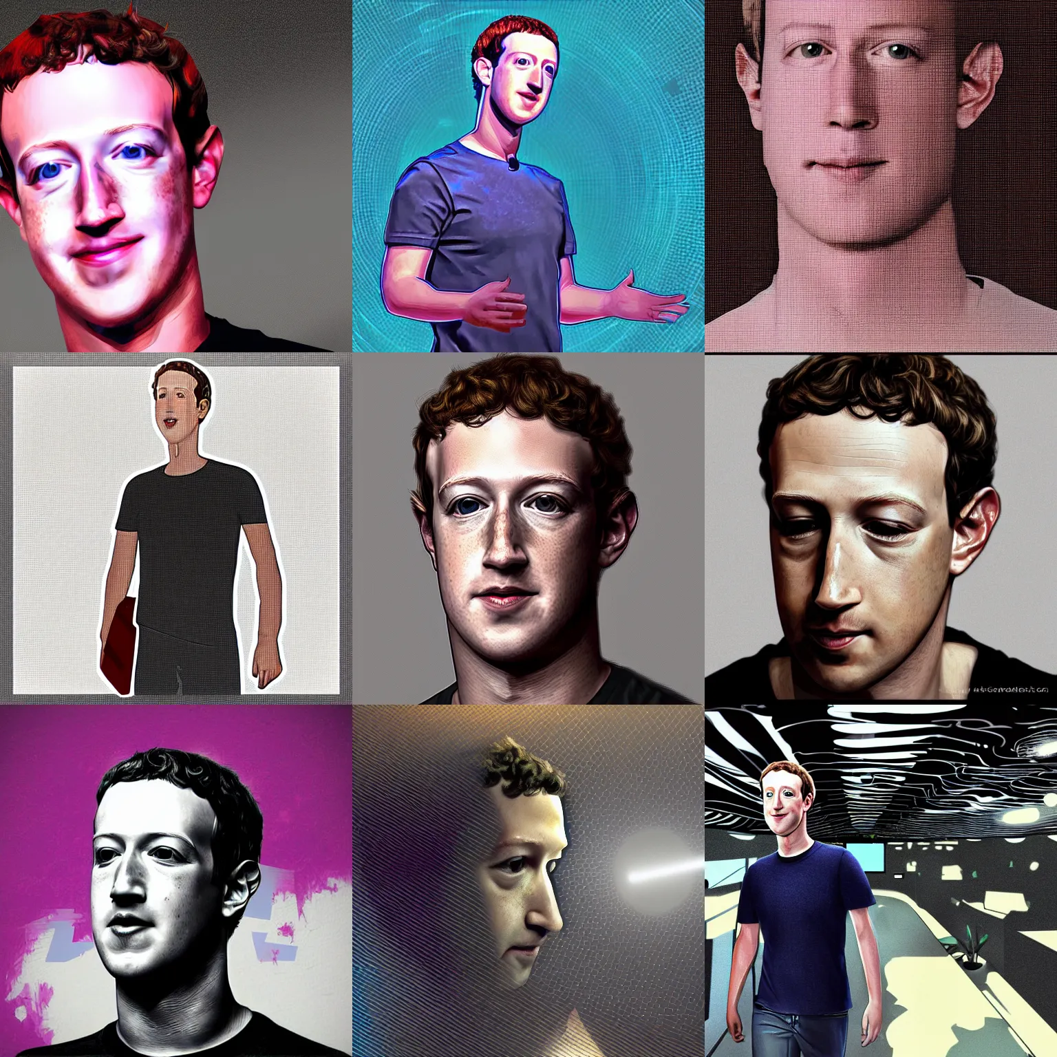Prompt: Mark Zuckerberg in the metaverse, digital art