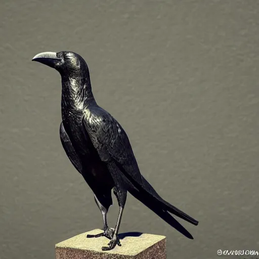 Prompt: statue of a crow made from wet clay, ultra realistic photography