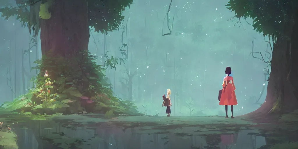 Prompt: mystical building in the woods, moss, lianna, jungles, by cory loftis & akihiko yoshida & james gilleard & atey ghailan & makoto shinkai & goro fujita & studio ghibli, rim light, exquisite lighting, clear focus, magic atmosphere, very coherent, plain background, soft painting