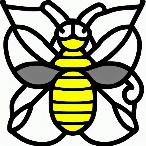 Image similar to bee icon image, black and white, bold lines artistic