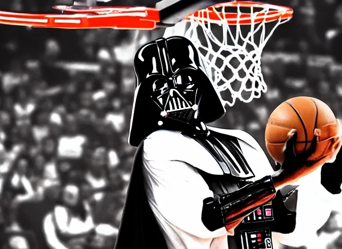 Image similar to ESPN still of Darth Vader playing in the nba playoffs live on espn, 4k