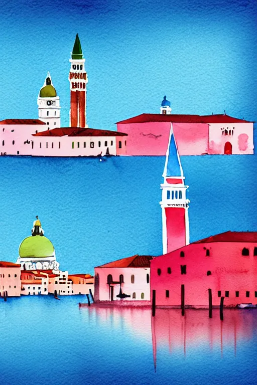 Image similar to minimalist watercolor art of venice, illustration, vector art