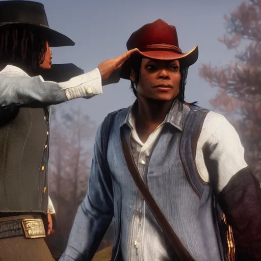 Image similar to michael jackson in red dead redemption 2