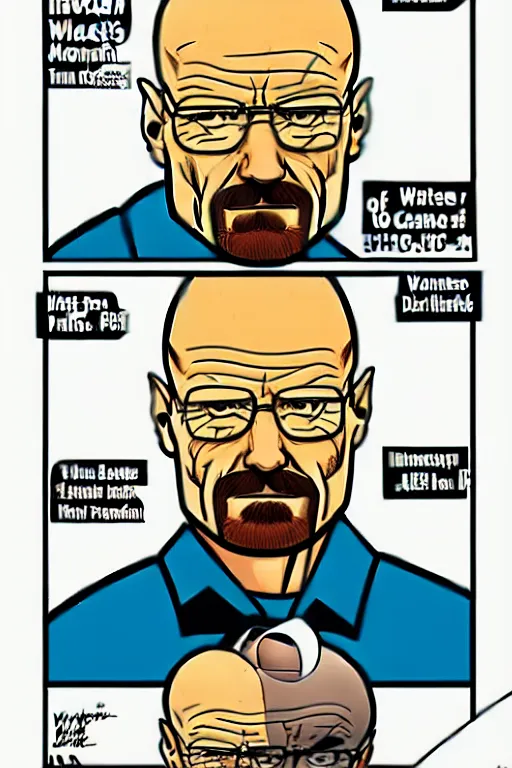 Prompt: walter white, in the style of dan parent, as drawn by dan parent for archie comics,