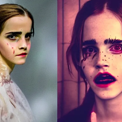 Image similar to a sleep paralysis demon that vaguely looks like emma watson