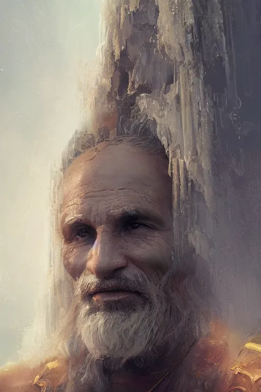 Image similar to Atlantis priest, close-up portrait, devoted, intricate, elegant, volumetric lighting, scenery, digital painting, highly detailed, artstation, sharp focus, illustration, concept art,ruan jia, steve mccurry