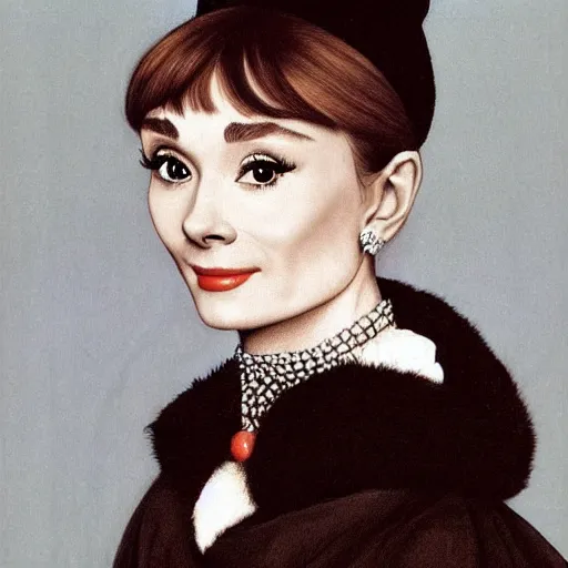 Image similar to audrey hepburn art by hans holbein