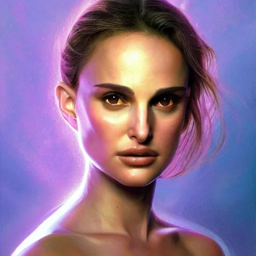 Prompt: photorealistic beautiful ethereal natalie portman in the style of michael whelan and greg rutkowski. hyperdetailed photorealism, 1 0 8 megapixels, amazing depth, glowing rich colors, powerful imagery, psychedelic overtones, 3 d finalrender, 3 d shading, cinematic lighting, artstation concept art