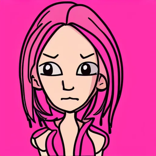 Image similar to beautiful pink little alien girl, profile pic, cartoon