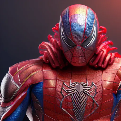 Image similar to full samurai armor spiderman , muscle, extremely detailed, fantastic details full face, mouth, trending on artstation, pixiv, cgsociety, hyperdetailed Unreal Engine 4k 8k ultra HD, WLOP