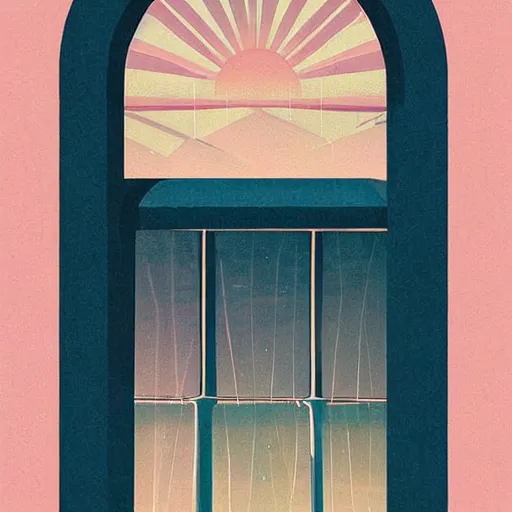 Image similar to a painting beautiful window open, digital illustration, colorful architectural drawing, art deco style art print, a ultrafine detailed painting by aguilera reyes, behance contest winner, vintage, native art, trend in behance hd, 2 d game art, detailed painting