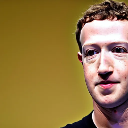 Image similar to Mark Zuckerberg with bright yellow and porous looking skin