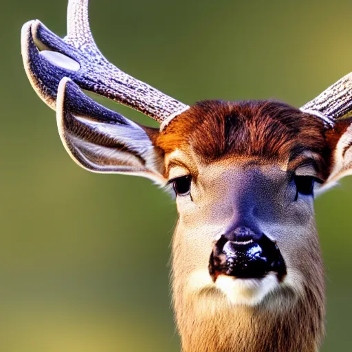 Image similar to photograph of a deer coverd in feathers, like a bird, in nature, 4K, highly detailed, photo realistic