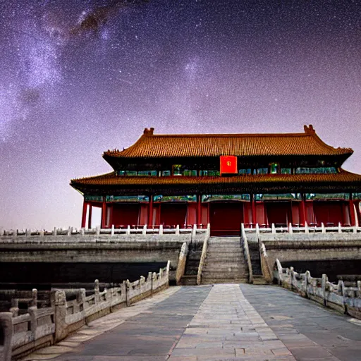 Prompt: Beijing Forbidden City under the Milky Way.