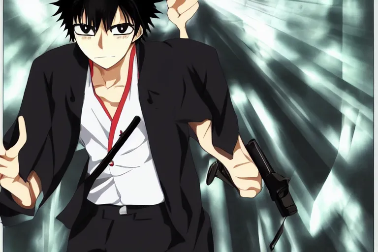 Prompt: hijikata toushirou, anime, short black hair, katekyo hitman reborn