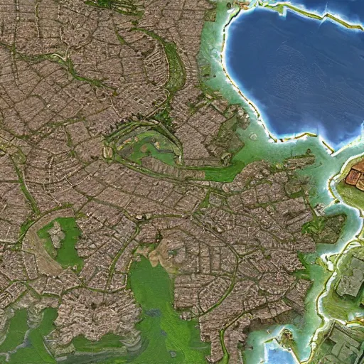 Prompt: miniature, h0, 1:87, google earth, highly detailed, satellite image, game map, casual game, anno 1602, landscape