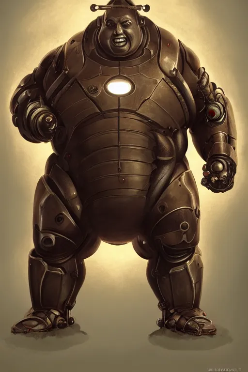 Prompt: Morbidly Obese Iron Man as a Big Daddy from Bioshock, intricate, elegant, highly detailed, digital painting, artstation, concept art, smooth, sharp focus, illustration, art by WlOP