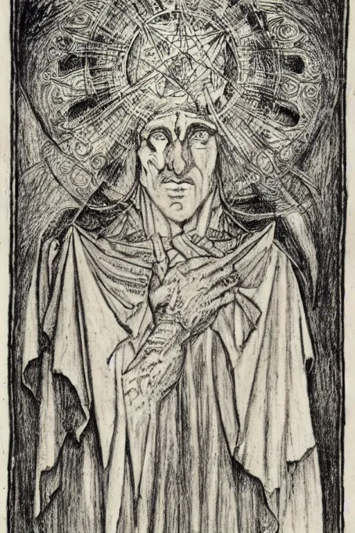 Image similar to realistic medieval etching of ceremonial magick, high detail, elaborate composition, quality draughtmanship, detailed faces. by austin osman spare, occult art, alchemical diagram