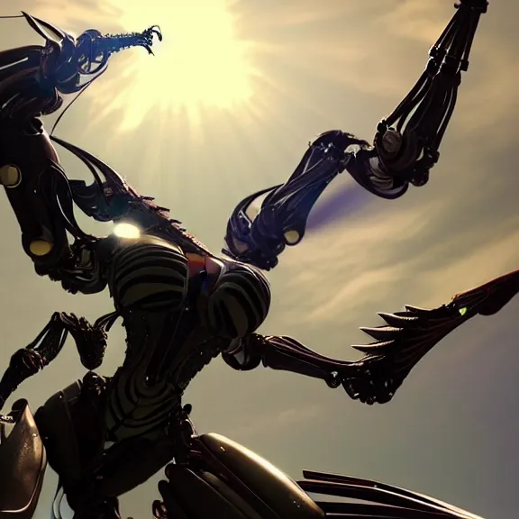 Image similar to highly detailed giantess shot, worms eye view, looking up at a giant 500 foot tall beautiful stunning saryn prime female warframe, as a stunning anthropomorphic robot female dragon, looming over you, walking toward you, detailed warframe legs towering over you, camera looking up, posing elegantly over you, sleek sharp claws, detailed robot dragon feet, intimidating, proportionally accurate, anatomically correct, two arms, two legs, camera close to the legs and feet, giantess shot, warframe fanart, ground view shot, cinematic low shot, high quality, captura, realistic, professional digital art, high end digital art, furry art, macro art, giantess art, anthro art, DeviantArt, artstation, Furaffinity, 3D realism, 8k HD render, epic lighting, depth of field