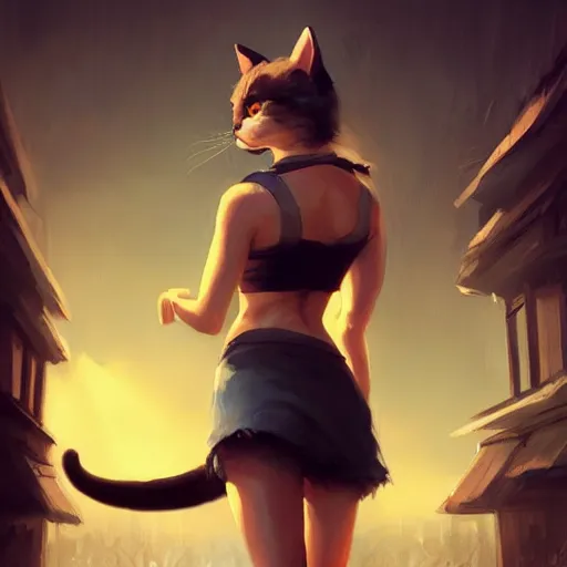 Prompt: cute woman wearing tank top and cat ears plays on computer, digital art, photorealistoc, art by greg rutkowski, hyperdetailed, western comic style, comic, comic style, sharp lineart, professional lighting, deviantart, artstation, trevor henderson, rossdtaws, cinematic, dramatic