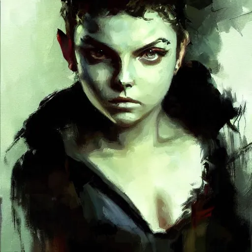 Prompt: camren bicondova as cat women jeremy mann painting