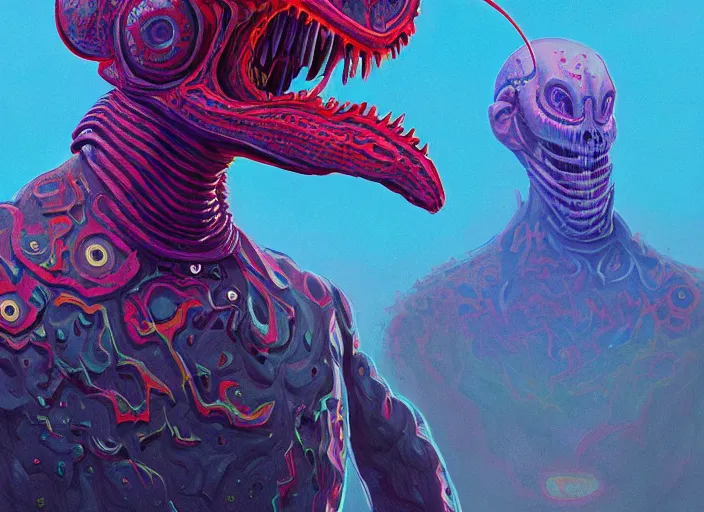 Prompt: a psychedelic portrait of omin dran exoskeleton mind flayer politician, vibrant color schema, highly detailed, in the style of romanticism, cinematic, artstation, moebius, greg rutkowski