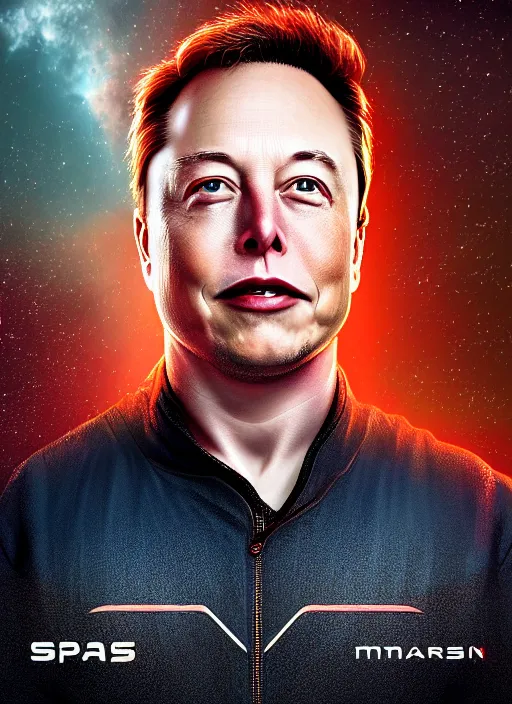 Image similar to ( ( ( portrait of elon musk ) ) ) by mike campau, spacex, mars mission,