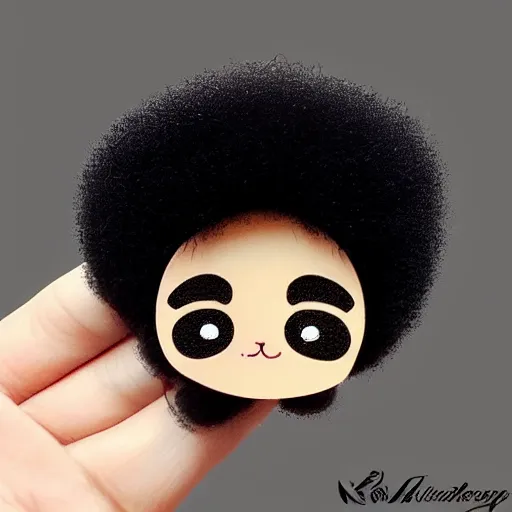 Image similar to a cute 2 d hair barrette character, afro, design, detailed